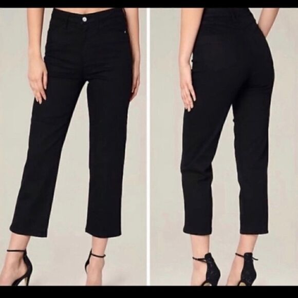 BEBE BLACK CLEAN SUPER HIGH RISE CROP JEAN 27 - Picture 1 of 6